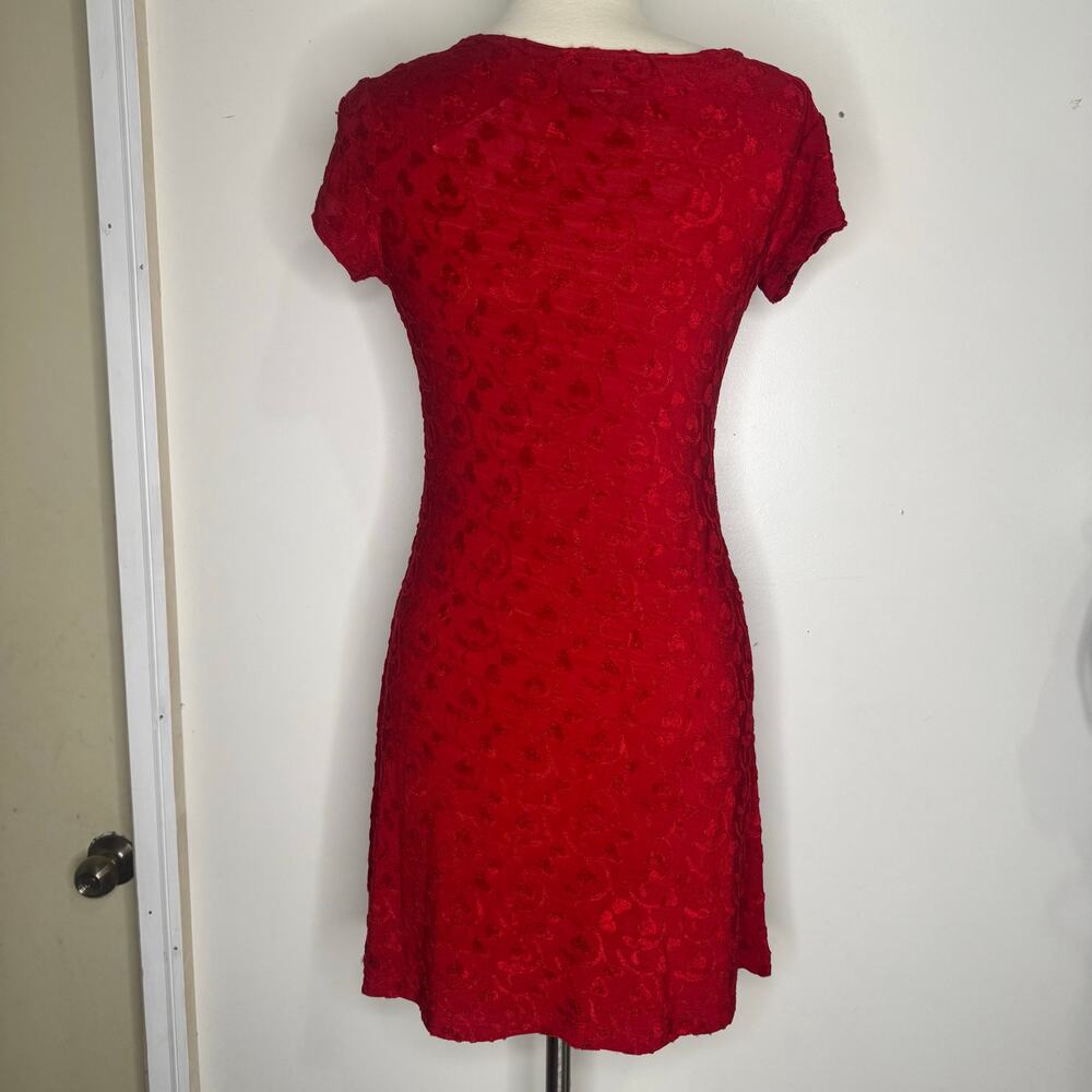 VINTAGE | ALL THAT JAZZ Hearts Babydoll Grunge Cherry Red Mini Dress - Picture 2 of 7